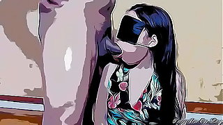Padrastro engaña a su Hijastra send off el Juego de la Chupeta en la Boca para Meterle su Polla cuando tiene los Ojos Tapado Cartoon Hentai