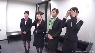 Japanese group fucking not far from the office with naughty coworkers