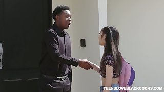 Asian babe Eva Yi is having crazy sex fun with one black fellow